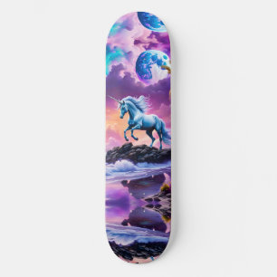 Skate White Unicorn Fantasy Tropical Beach