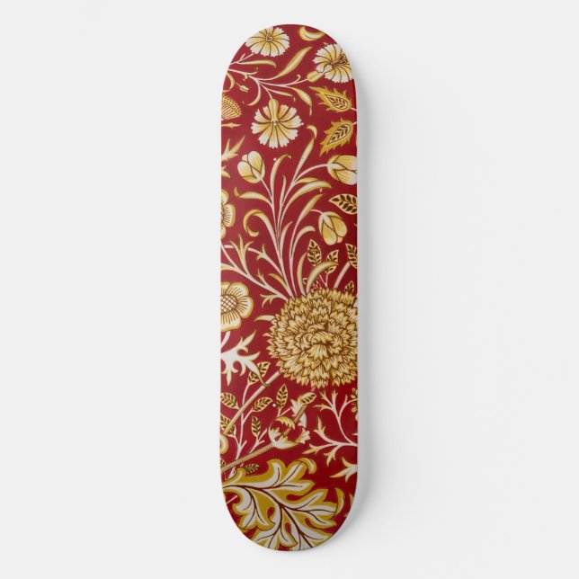 Skate William Morris Cherwell Padrão Floral Vermelho (Frente)
