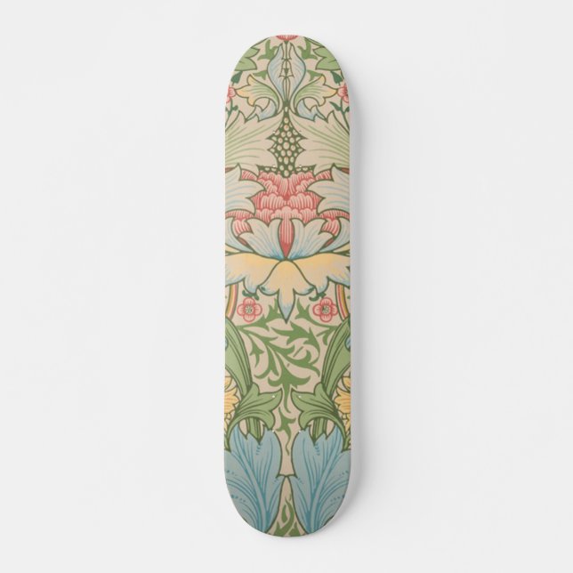 Skate William Morris Flor de Murta Floral Botânico (Frente)