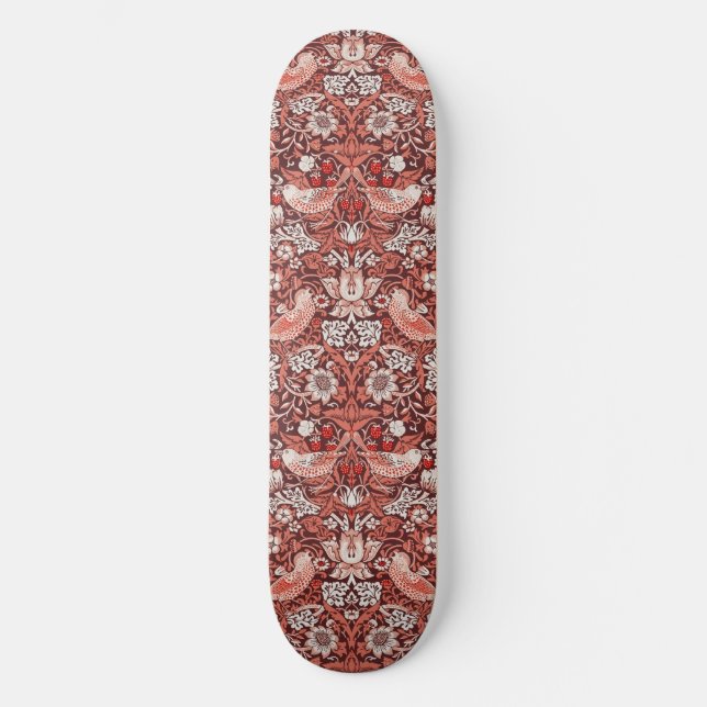 Skate William Morris Morango Ladrão Terracota Pássaro (Frente)