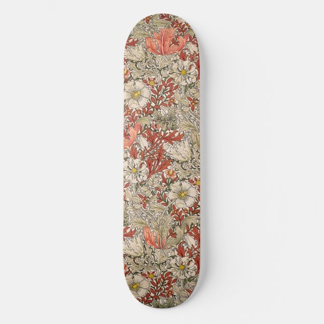 Skate William Morris Primavera Compton Flower Vermelho (Frente)