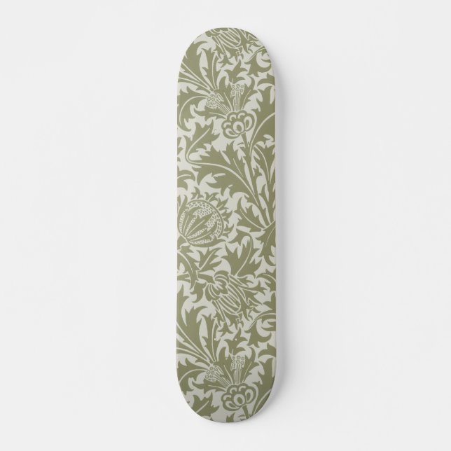 Skate William Morris Thistle Sage - Padrão Verde (Frente)