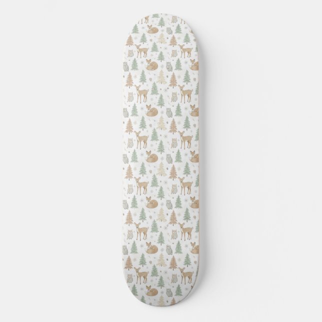 Skate Winter Forest Animals Seamless Pattern (Frente)