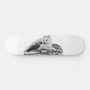 Skate Wolf e Raven design preto e branco
