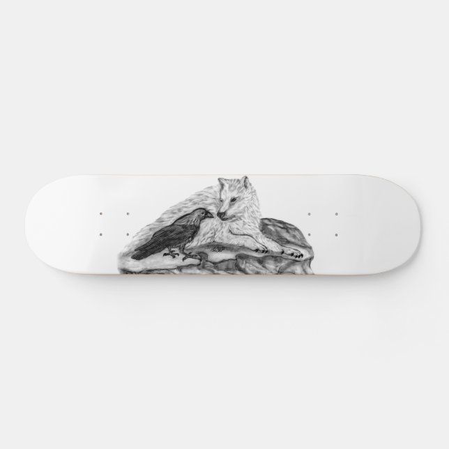 Skate Wolf e Raven design preto e branco (Horz)