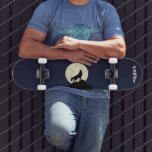 Skate Wolf Howling at the Moon Illustration Personalized<br><div class="desc">Show off your wild side with this personalized skateboard. It features a silhouette style illustration of a wolf in black howling at a pale yellow moon making it perfect for anyone who loves animals. This skate deck is ready to be personalized with a name or other text.</div>