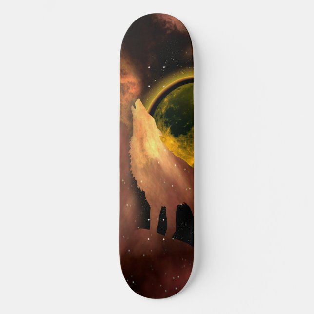 SKATE WOLF HOWLING IN SPACE MOON GALAXY   (Frente)