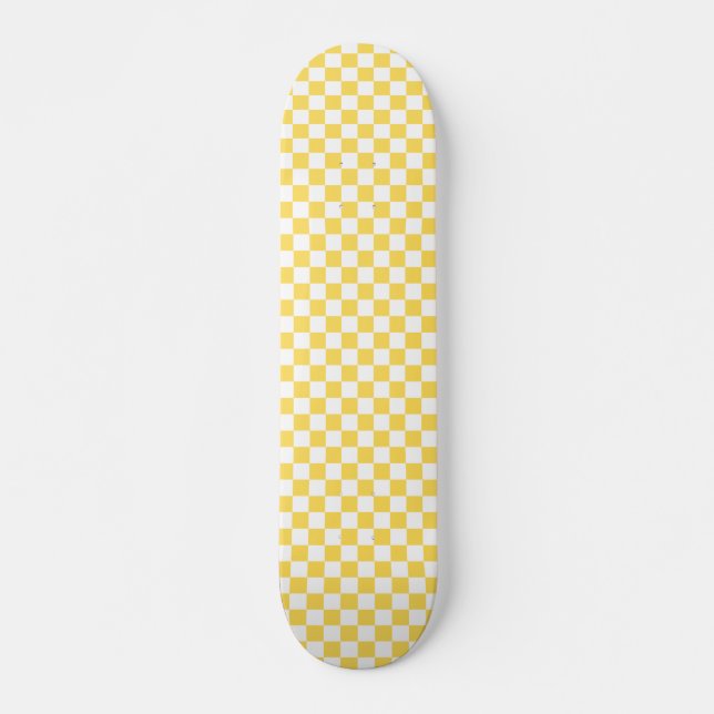 Skate Xadrez amarelo visual clássico (Frente)