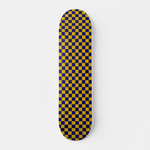 Skate Xadrez Azul Marinho e Amarelo Mostarda