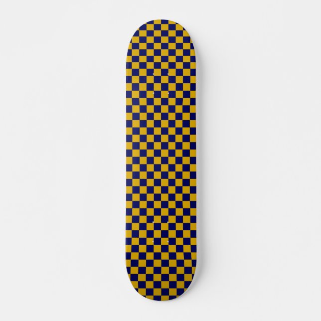 Skate Xadrez Azul Marinho e Amarelo Mostarda (Frente)