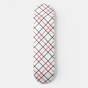 Skate Xadrez das Linhas de Grade Pretas Vermelhas