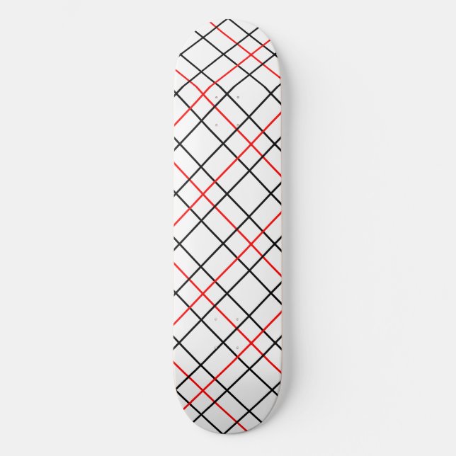 Skate Xadrez das Linhas de Grade Pretas Vermelhas (Frente)
