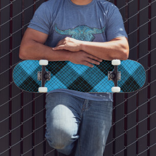 Skate Xadrez de Búfalo Azul Preto com Trama Cruzada