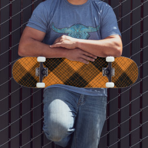 Skate Xadrez de Búfalo com Cruzamento Laranja e Preto