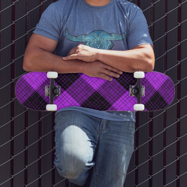 Skate Xadrez de Búfalo com Cruzamento Roxo e Preto (Ao ar livre 3)