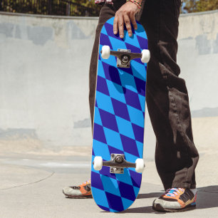 Skate Xadrez de Diamantes Harlequim Azul Claro e Escuro