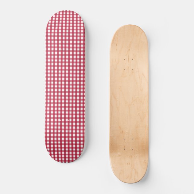 Skate Xadrez de Gingham Vermelho e Branco (Frente)
