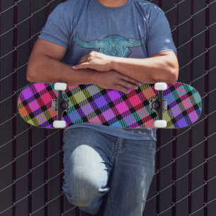 Skate Xadrez de Madras Brilhante Arco-íris
