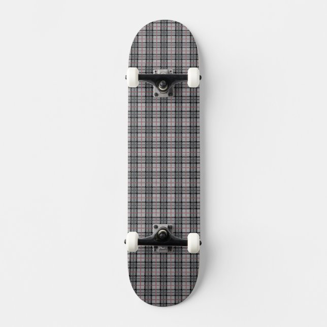 Skate Xadrez do pixel no cinza com listra vermelha (Frente)