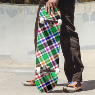 Skate Xadrez Escocês de Flanela Verde Preto Multicolor