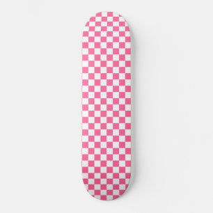 Skate Xadrez Feminino Geométrico Rosa e Branco