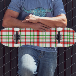 Skate Xadrez Flannel de Natal - Design Tartan - Branco