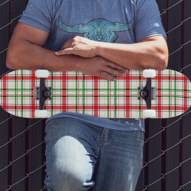 Skate Xadrez Flannel de Natal - Design Tartan - Branco (Criador carregado)
