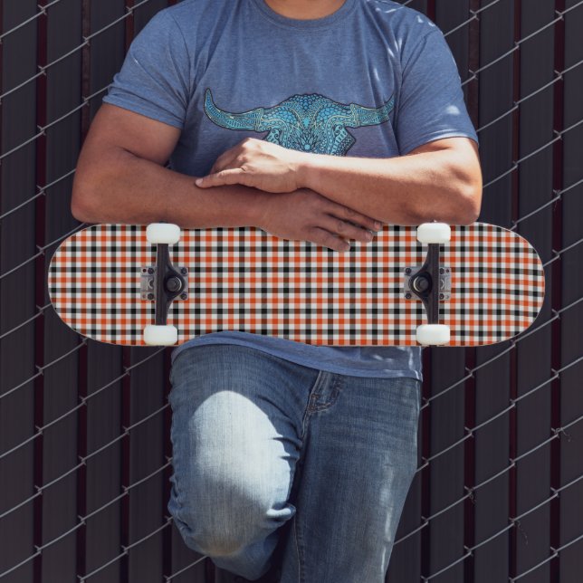 Skate Xadrez Gingham Laranja Preto e Branco (Ao ar livre 3)