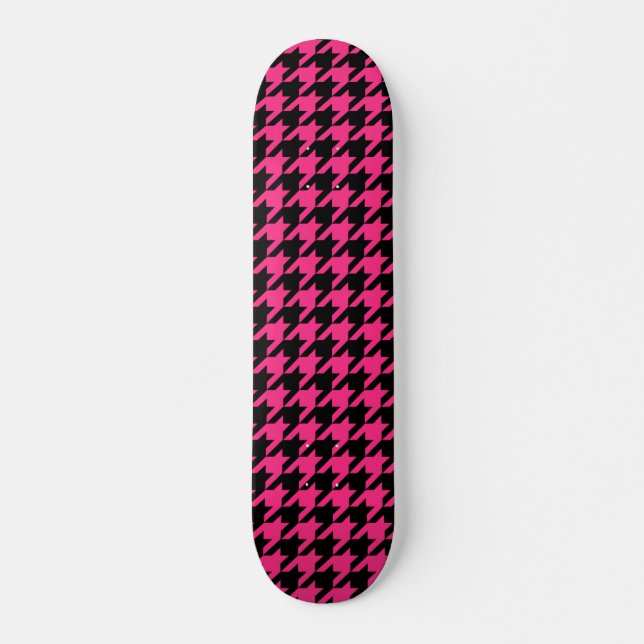 Skate Xadrez Houndstooth Rosa e Preto  (Frente)