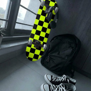 Skate Xadrez Neon Verde e Preto