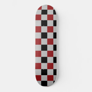 Skate Xadrez Preta Vermelha e Cinza Marcada