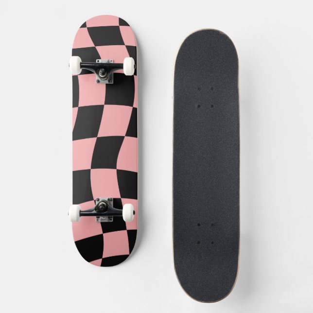 Skate Xadrez Rosa e Preto (Frente)