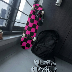 Skate Xadrez Rosa Quente e Preto