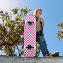 Skate Xadrez rosa visual clássico