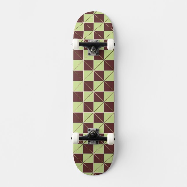 Skate Xadrez Verde e Geo Castanho (Frente)