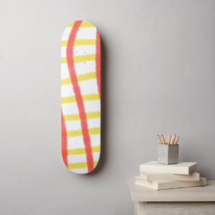 Skate Xadrez vermelho e amarelo linhas padrão quadrado