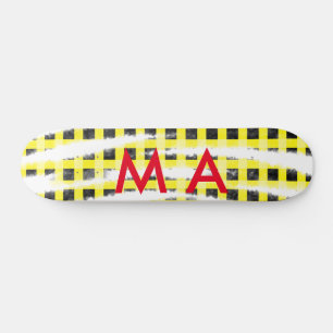 Skate Yellow Black checkboard add name monograma name le