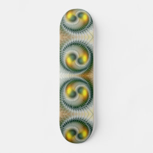 Skate Yin Yang - Abstrato Verde Amarelo - Sk Fractal Col