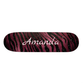 Skate Zebra Black e Burgundy Glitter Personalizado