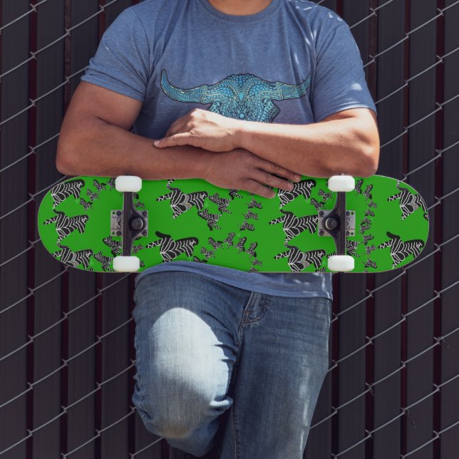 Skate Zebra verde selvagem moderna (Ao ar livre 3)