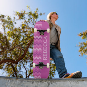 Skate Zig Zag personalizado rosa divertido e elegante