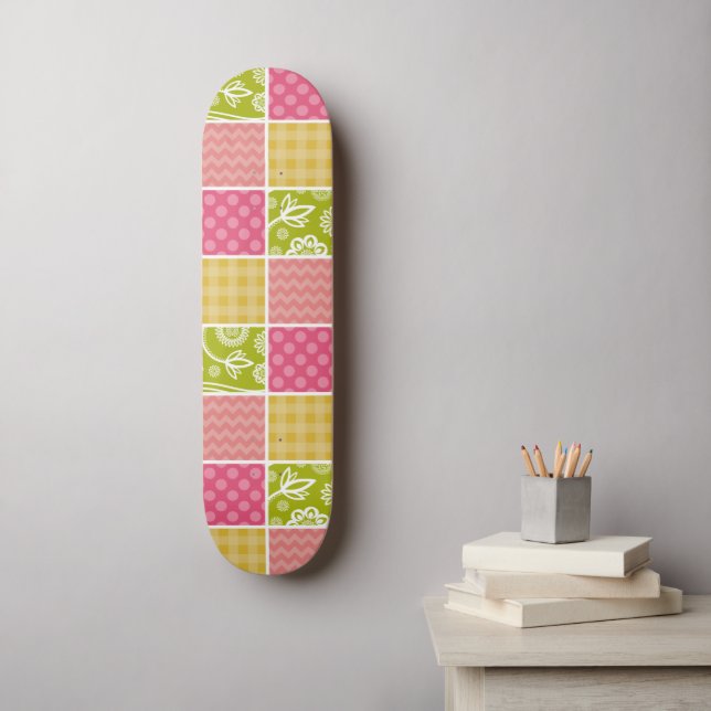 Skate Zigzag, Chevron, Bolinhas, Gingham, Patchwork (Arte de parede)