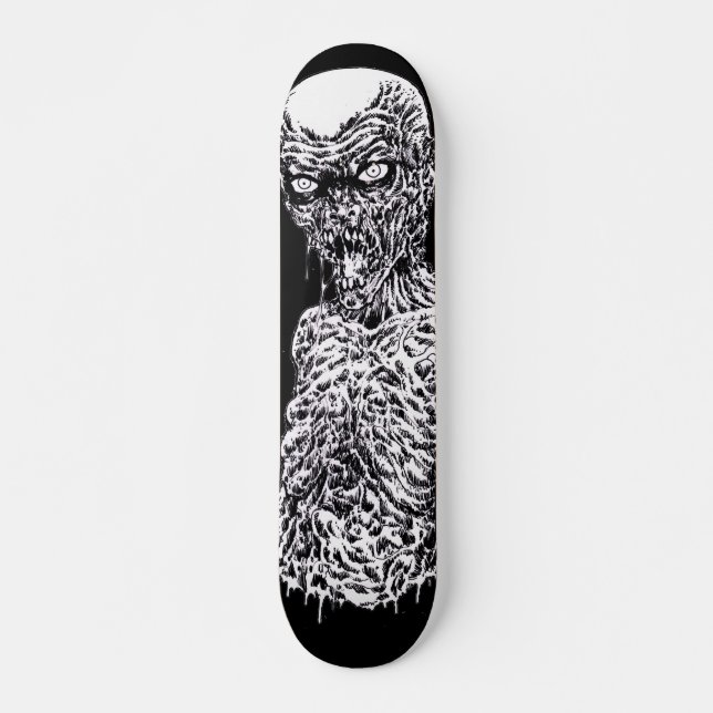Skate Zombie Death Metal Black E White Art Deck (Frente)