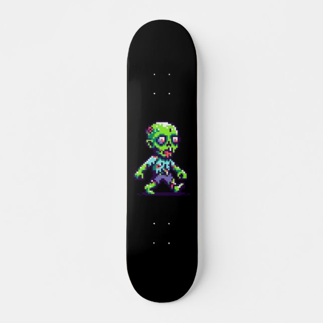 Skate Zombie Halloween engraçado de 8 bits (Frente)