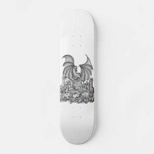 Skate Zombie mit Drache Bleistiftzeichnung