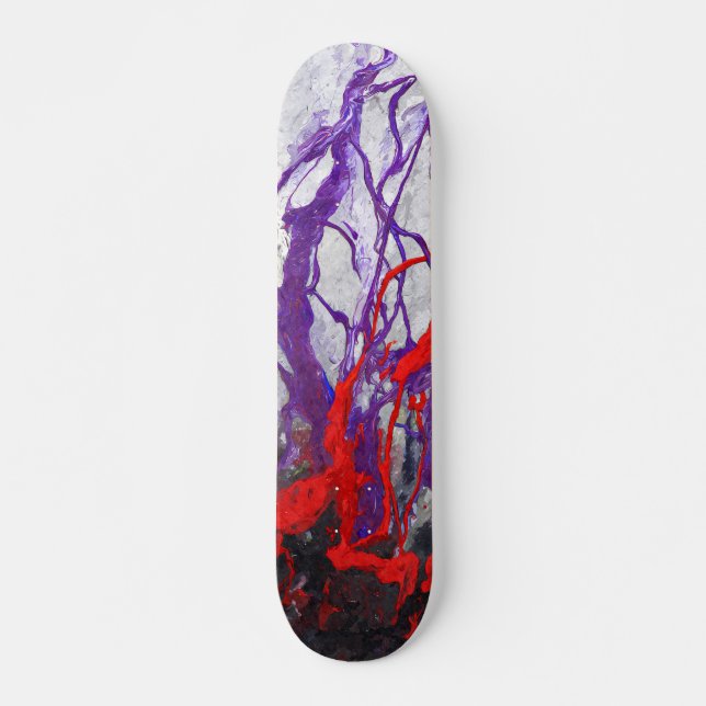 Skateboard Abstrato com Veia de Mármore Roxo Verme (Frente)