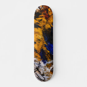 Skateboard Abstrato Grunge Dourado Azul-Marinho Ou