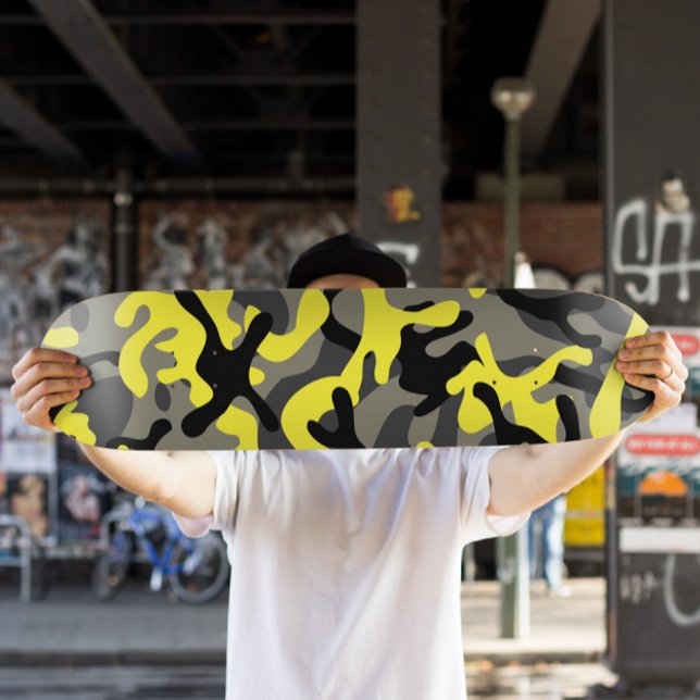 Skateboard amarelo Camo | Quadro de bordo (Yellow Camo Skateboard Deck)