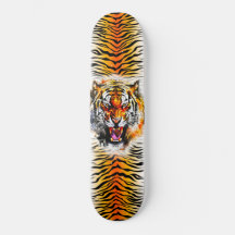 Skateboard Art- Snarling Tiger com Stripes