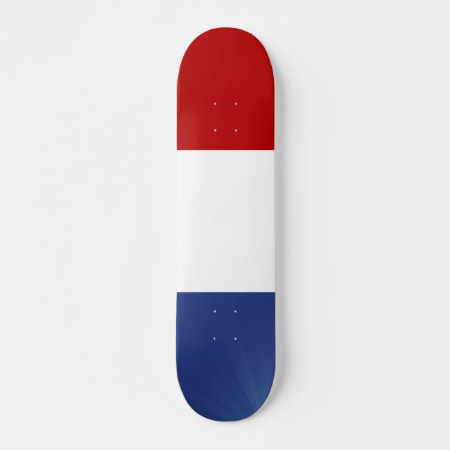 Skateboard azul-branco vermelho (Frente)